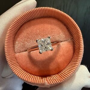 Moissanite 1 carat princess cut engagement ring / Promise ring size 6.5